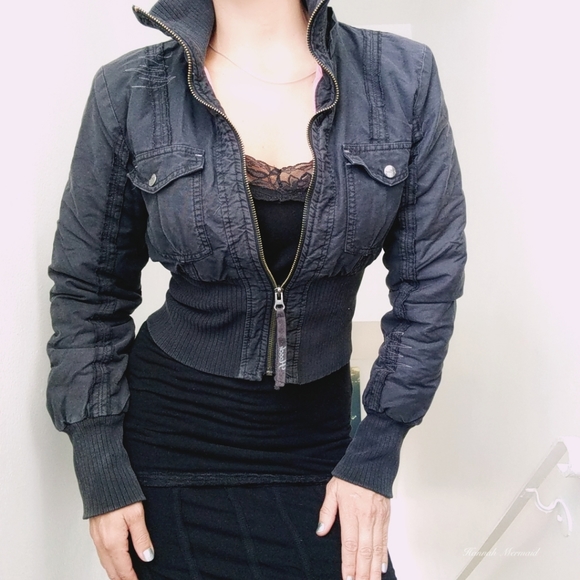 Hooch Jackets & Blazers - Black waist fitted puffer jacket